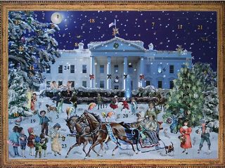 Advent Calendar Made in Germany Glittered Victorian Winter White House 