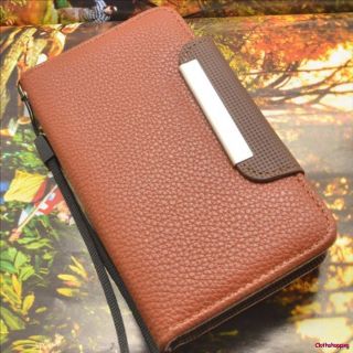   Samsung Galaxy S2 i9100 Brown Wallet Flip Leather Hard Case Cover AJO