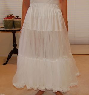 Akers of Chiffon Sheer Petticoat 32 Long Costume or Long Dress White 