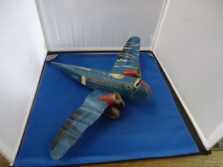   Key Wind Vtg Airplane Toys Mar US Mail Antique Tin Plane 990 5