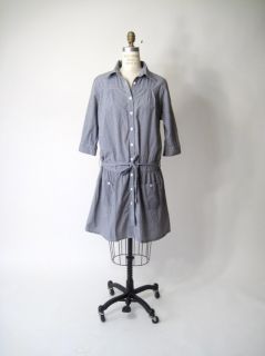 Steven Alan Black White Micro  gingham Check Plaid Cotton Shirt Dress 