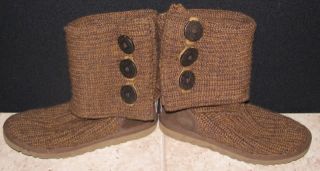 UGG Australia Classic Cardy Brown Knitted Boots Size 6