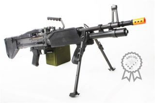   full metal mk43 airsoft machine gun aeg rifle squad automatic weapon