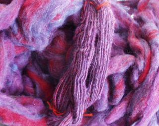 Kid Colors Romney Merino Alpaca Mohair Wool Roving Vibrant Purple Blue 