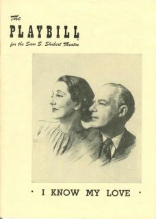 1949 Playbill I Know My Love Alfred Lunt Lynn Fontanne Barbara 