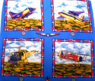 novelty airplane print fabric panel