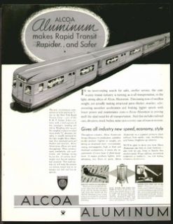 Alcoa Aluminum Subway Car NYC BMT L Line Dec 1933 Original Print Ad 