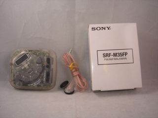 NEW Sony AM FM Walkman Stereo Radio Clear Transparent SRF M35FP 