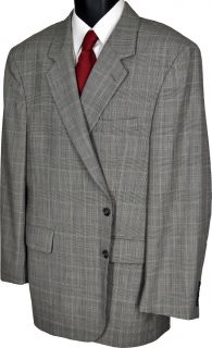 46R Alexander Shields Gray Plaid Two Button Executive Wool Suit