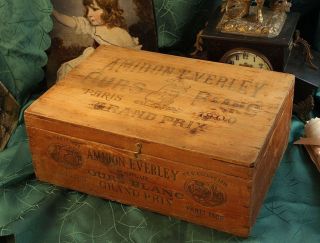 Vintage French Amidon Paris 1900 Wooden Box Shabby