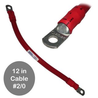 AWG #2/0 Red Battery Interconnect Cable 12 with 3/8 Lugs