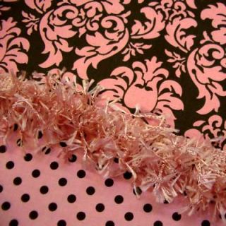 Michael Miller Dandy Damask Coco Pink Brown Fabric Yd