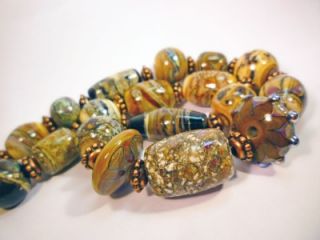 19 Amber Fall Bead Collection by Devonlynn Handmade Lampwork Beads SRA 