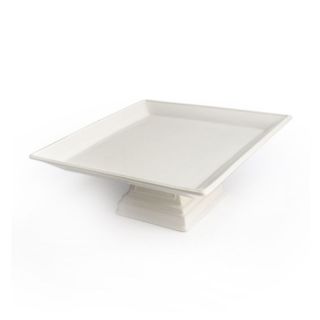 American Atelier Bianca Ivory 12 inch Ceramic Square Pedestal Plate 