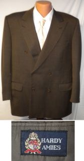 Hardy Amies Designer Mens DB Taupe Brown Suit Size 46R 46 Regular Sale 