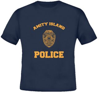 Amity Police Jaws Navy Shark Horror Movie T Shirt