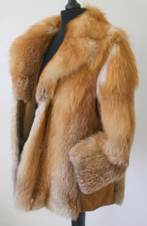 Real Natural Fox Fur Jacket Coat Soft Thick Vintage Glamour Amber 