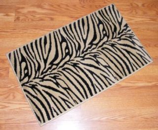 NWT Zebra/Tiger Black/Gold Tan Bath RUG Mat 21x34 Animal Print