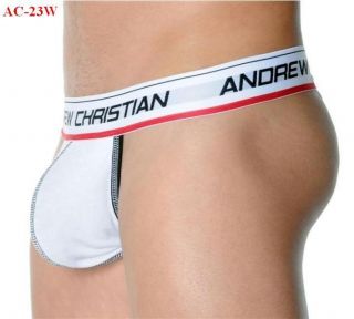 Andrew Christian Brief Thong Mens Underwear T Back White Large 32 34 