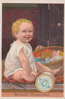 trade card for Clarks O.N.T. Spool Cotton sewing thread. New Jersey 