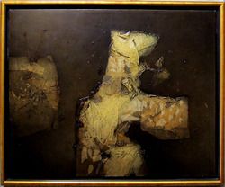 Victor Chab Signed 1988 Original Oil Collage on Canvas Painting 