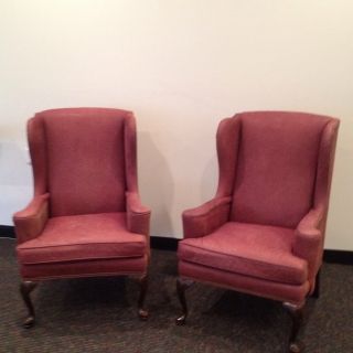 Ethan Allen Winged Back Queen Anne Chairs