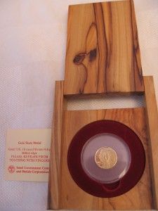 Israel 1988 Anne Frank Remember Holocaust State Medal 4 4G Gold Wood 