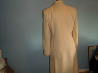 Amicale Cashmere Long Coat Ivory Two Button Satin Lined Super Soft 