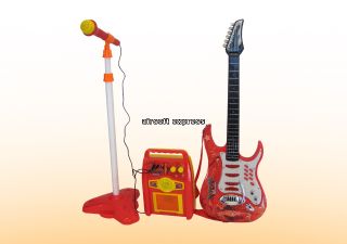   Child Red Electric Guitar Music Instrument Playset w/ Amp & Microphone