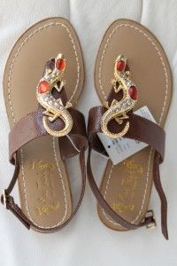 Miss Trish Capri Target Brown Lizard Thong Sandals