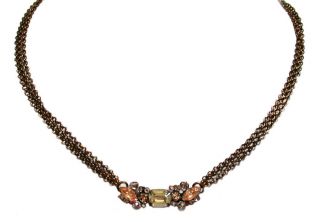 ANDALUSIA COLLECTION/ANTIQUE GOLD TONE/CRYSTALS & CHAIN NECKLACE BY 
