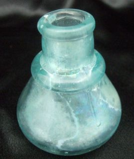 Antique Inkwell Ink Well Bottle Pot Cone Umbrella Hand Blown Pontil 