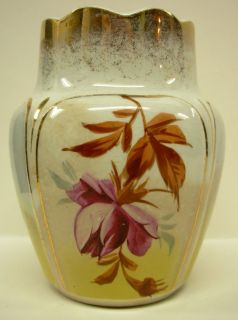 Antique Victorian Porcelain Hand Painted Gilded FUCHSIA Flower Vase 