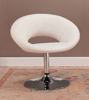 Oversized Dining or Accent Arm Leisure Chair in White faux Leather 