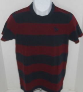 ABERCROMBIE & FITCH Mens Navy & Burgundy Striped Tee Shirt Sizes S 