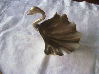 Vintage Antique Solid Brass Swan Soap Trinket Keepsake Jewelry Dish