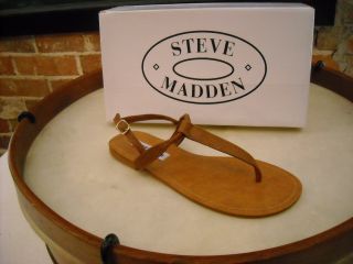 Steve Madden Debbi Cognac Brown Leather Thong Sandal New