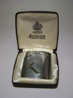 Ronson Varaflame Vintage Gas Pocket Lighter 1960s with Original Box 