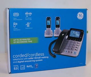 GE 30524EE2 DECT 6.0 Corded Dual Cordless Digi Answering Phones