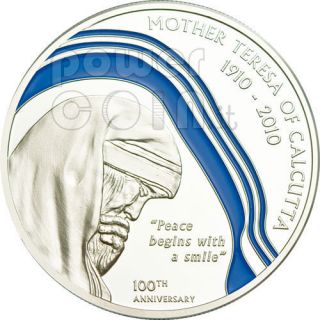 Mother Teresa 100 Anniversary 2$ Silver Coin Palau 2010