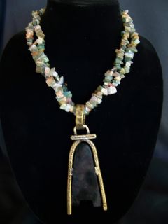   Tribal Necklace Natural Stones Pendant Chunky Anthony Alexander