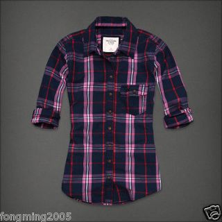 XS Abercrombie & Fitch Hollister Kirstie Womens Plaid Long Sleeve T 