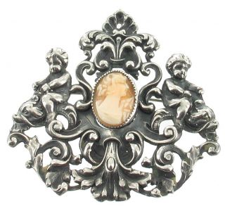 antique sterling cherubs dolphins cameo pendant pin be sure to
