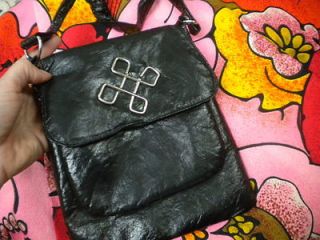   1960s HONG KONG Black PATENT Handbag Adinkra Symbol MOD PEACE Purse