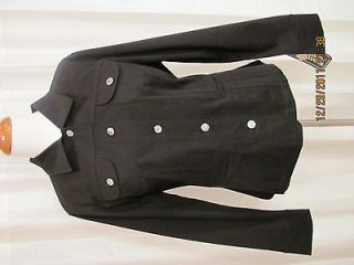 NWT Christine Alexander black cotton jacket with pave crystal buttons 