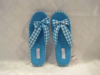 jessica simpson aqua blue checkered thong slippers m