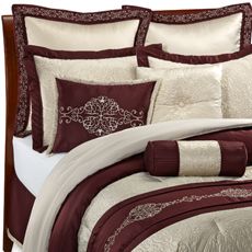 Antoine Cream Burgundy King Comforter Set