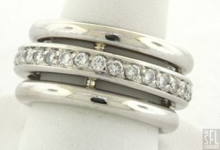 Antonini Heavy 18K White Gold 1 04Ct VS2 G Diamond Band Ring Size 6 25 