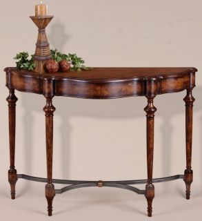   Wood Burlwood Console Table Sofa Hall Traditional Antique Luxe