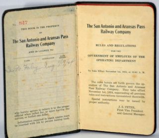 1924 SAN ANTONIO AND ARANSAS PASS RAILWAY COMPANY RULE/REGULATION 